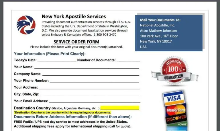 Apostille Service Order Form, by internationalapostille.com