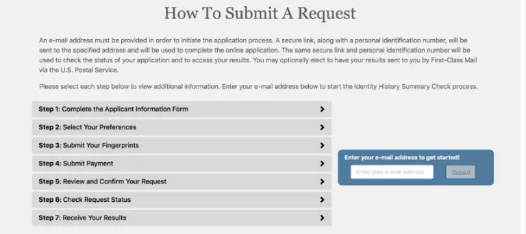 The steps to receive your Identity History Summary Check (edo.cjis.gov)