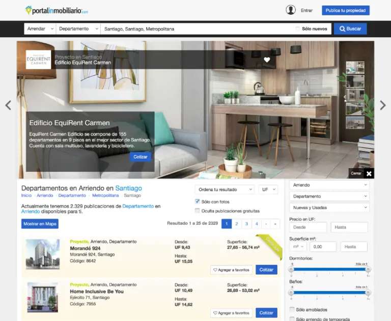 Find apartment listings online on portalinmobilario.com