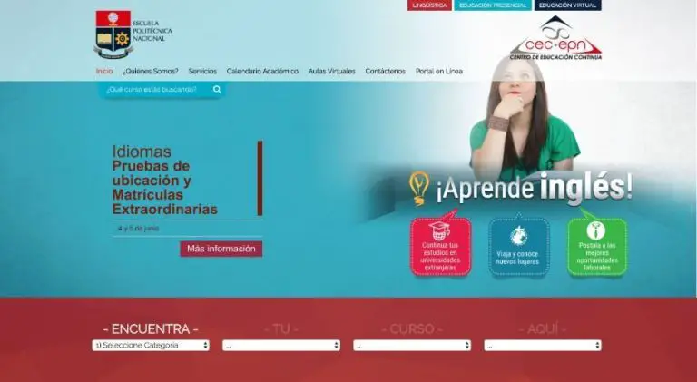 Website of the Escuela Politécnica National in Quito (cec-epn.edu.ec)