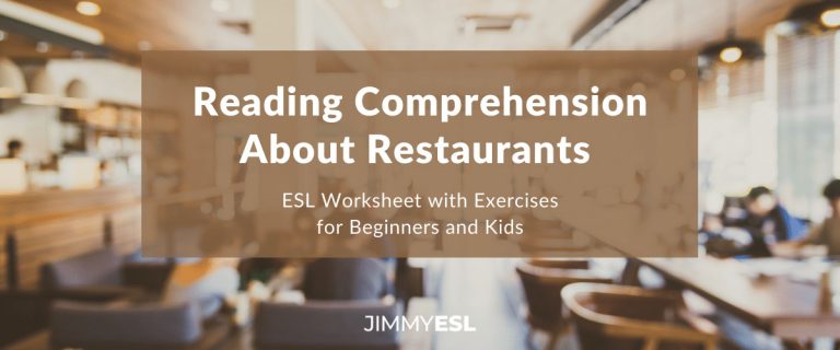 ESL Reading Comprehension Worksheet: In the Restaurant (Beginner-Elementary)