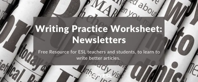 ESL Writing Practice Worksheet: Newspaper Articles (Intermediate-Advanced)