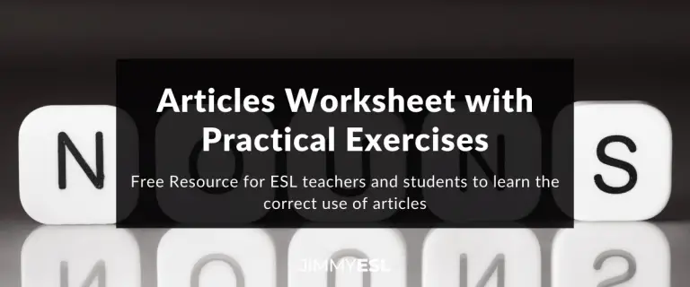 ESL Grammar Worksheet: Using Articles (Elementary-Intermediate)