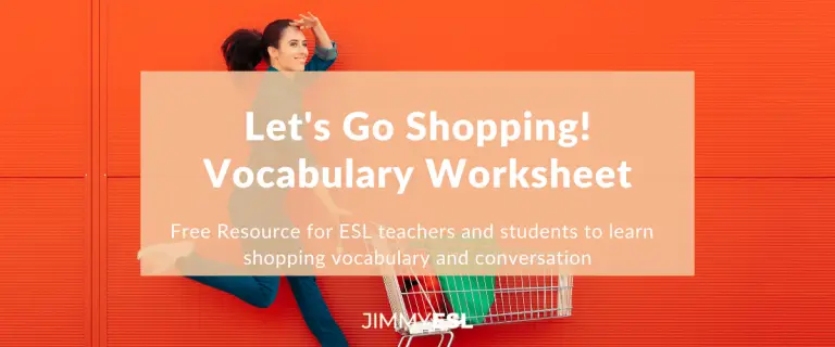 ESL Vocabulary Worksheet: Let’s Go Shopping (Elementary-Intermediate)