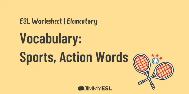 ESL Vocabulary Worksheet: Sports Activities, Action Words (Elementary)