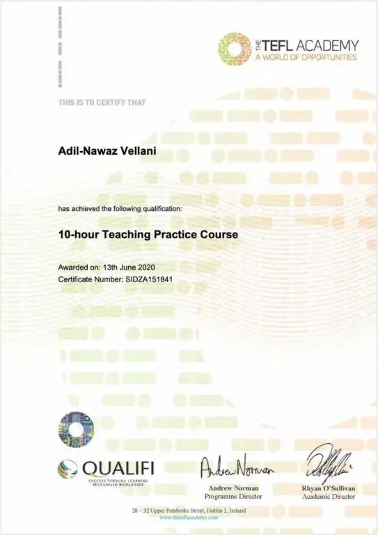 TEFL Academy Certificate
