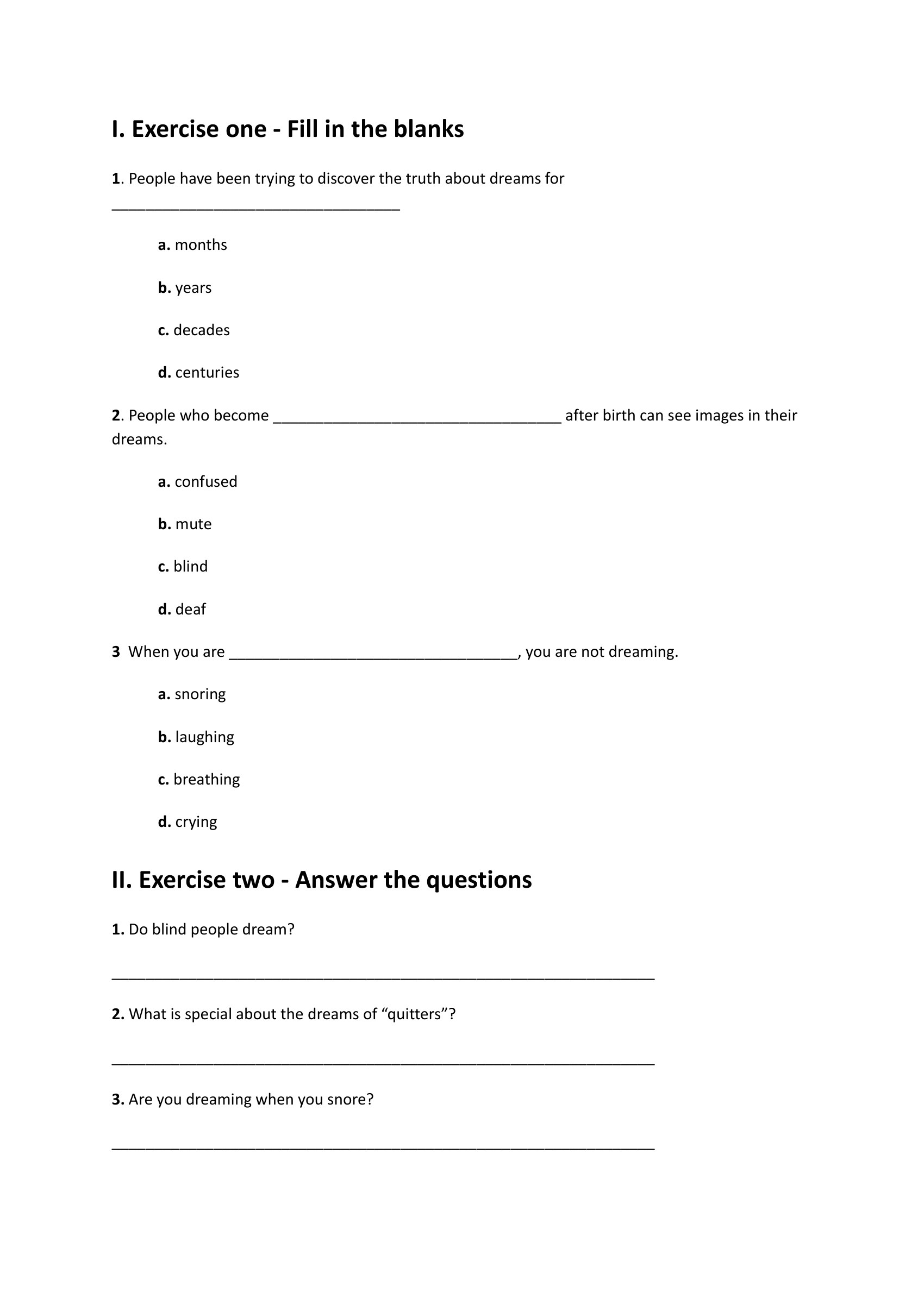 dreams-esl-worksheet-for-advanced-reading-comprehension – preview