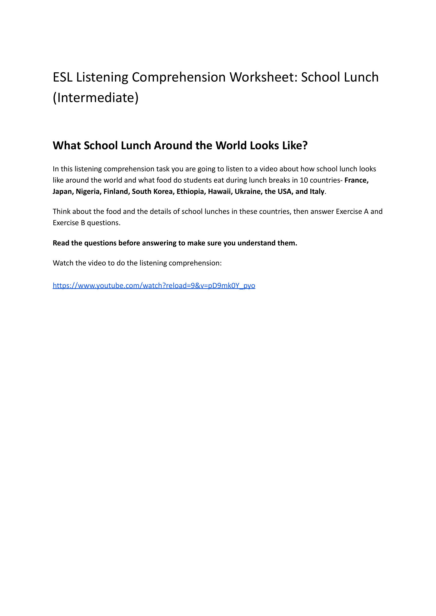 food-listening-comprehension-worksheet – preview