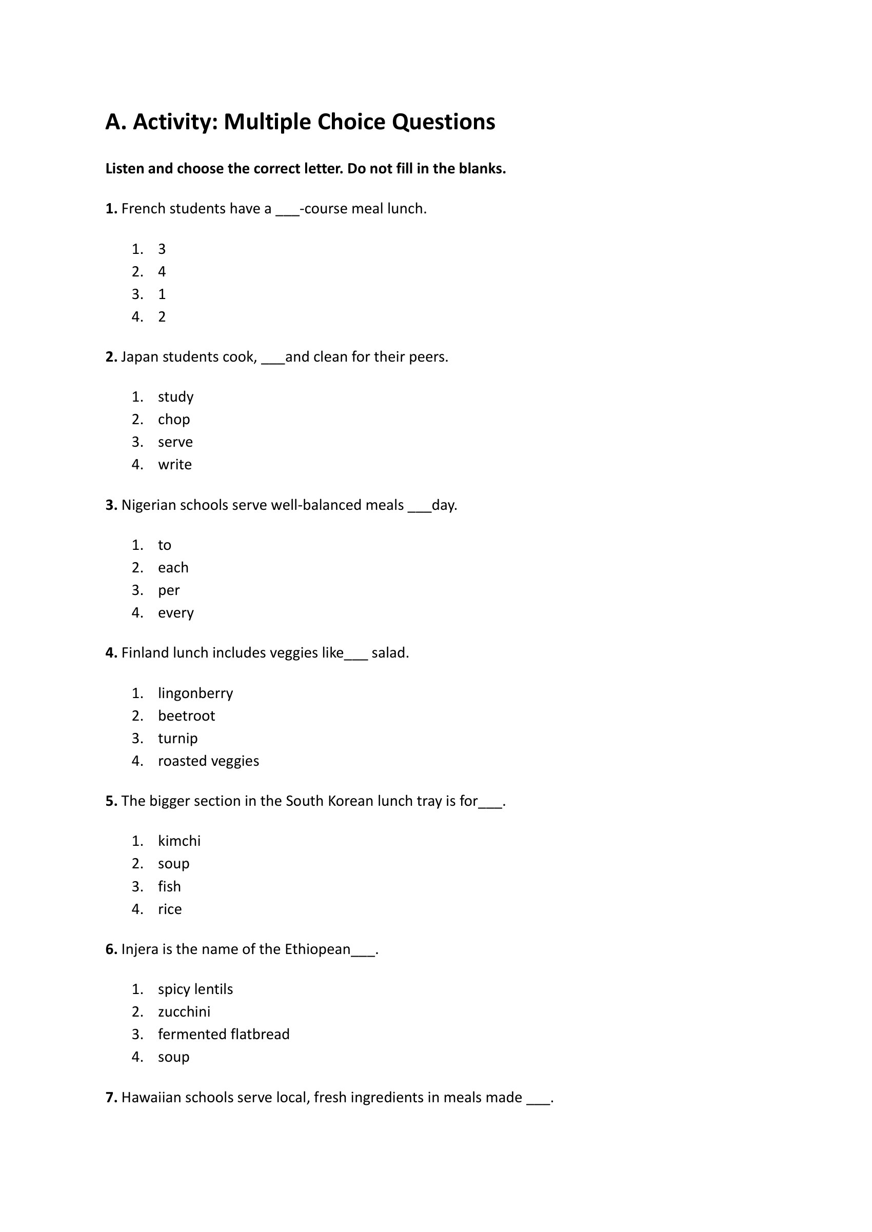 food-listening-comprehension-worksheet – preview