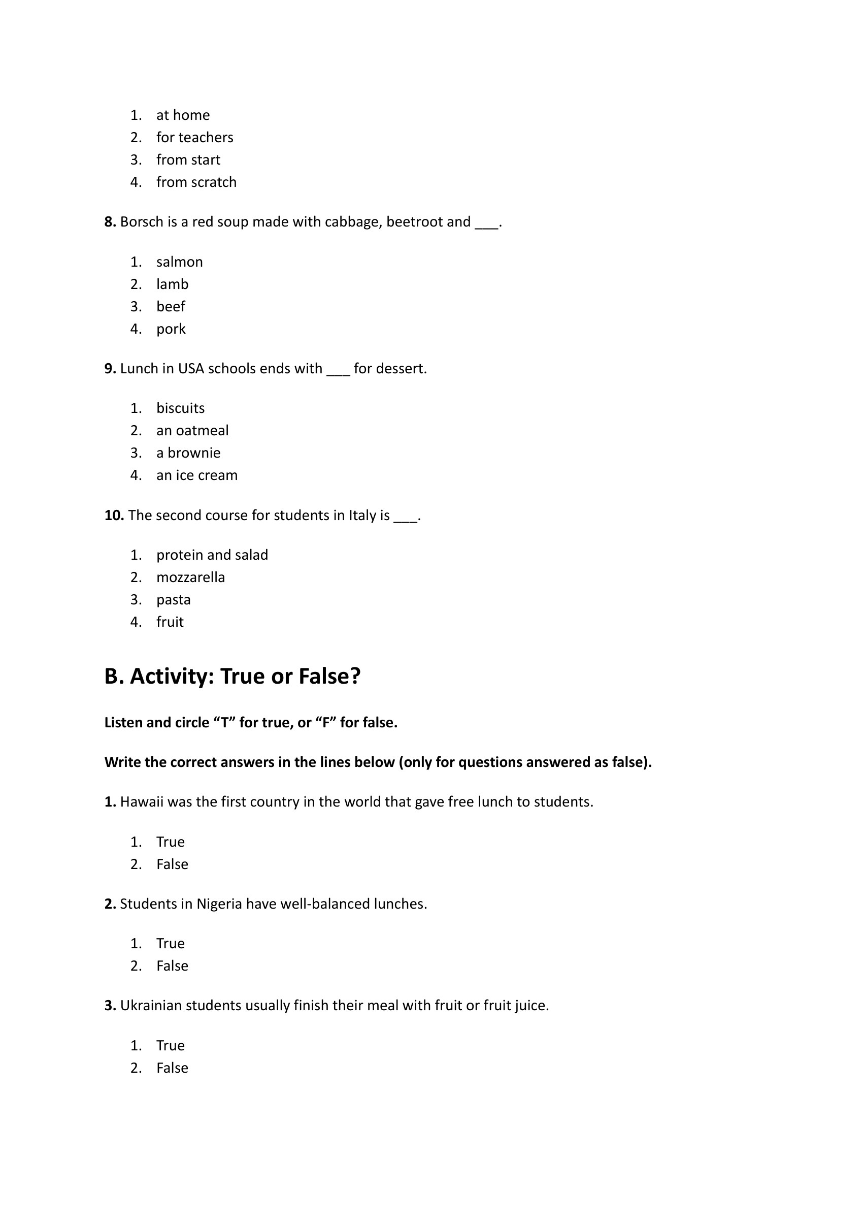 food-listening-comprehension-worksheet – preview