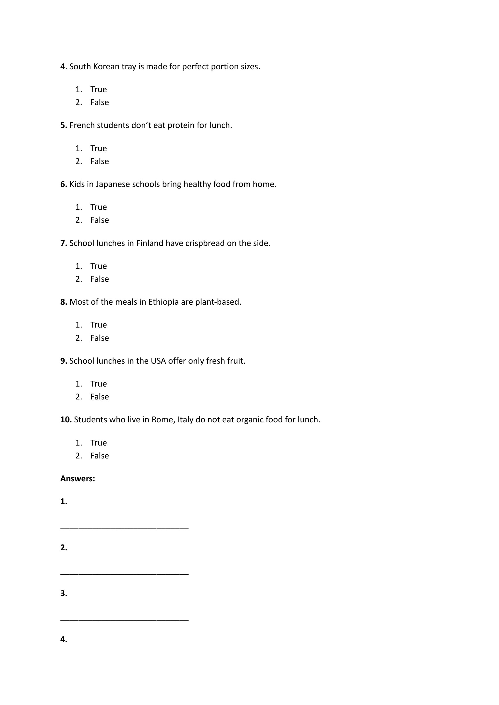 food-listening-comprehension-worksheet – preview