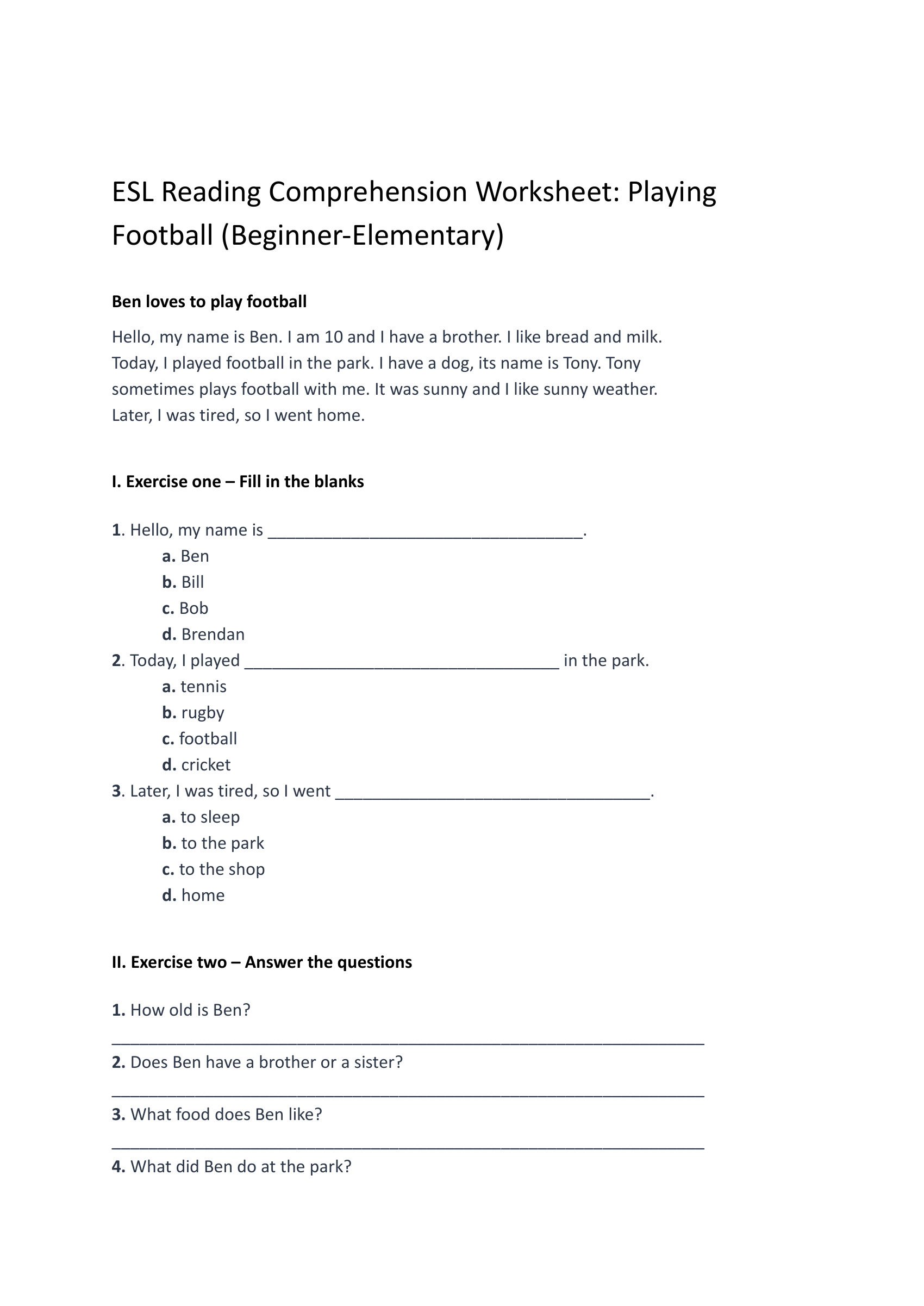 football-worksheet-for-beginners-esl-reading-comprehension – preview