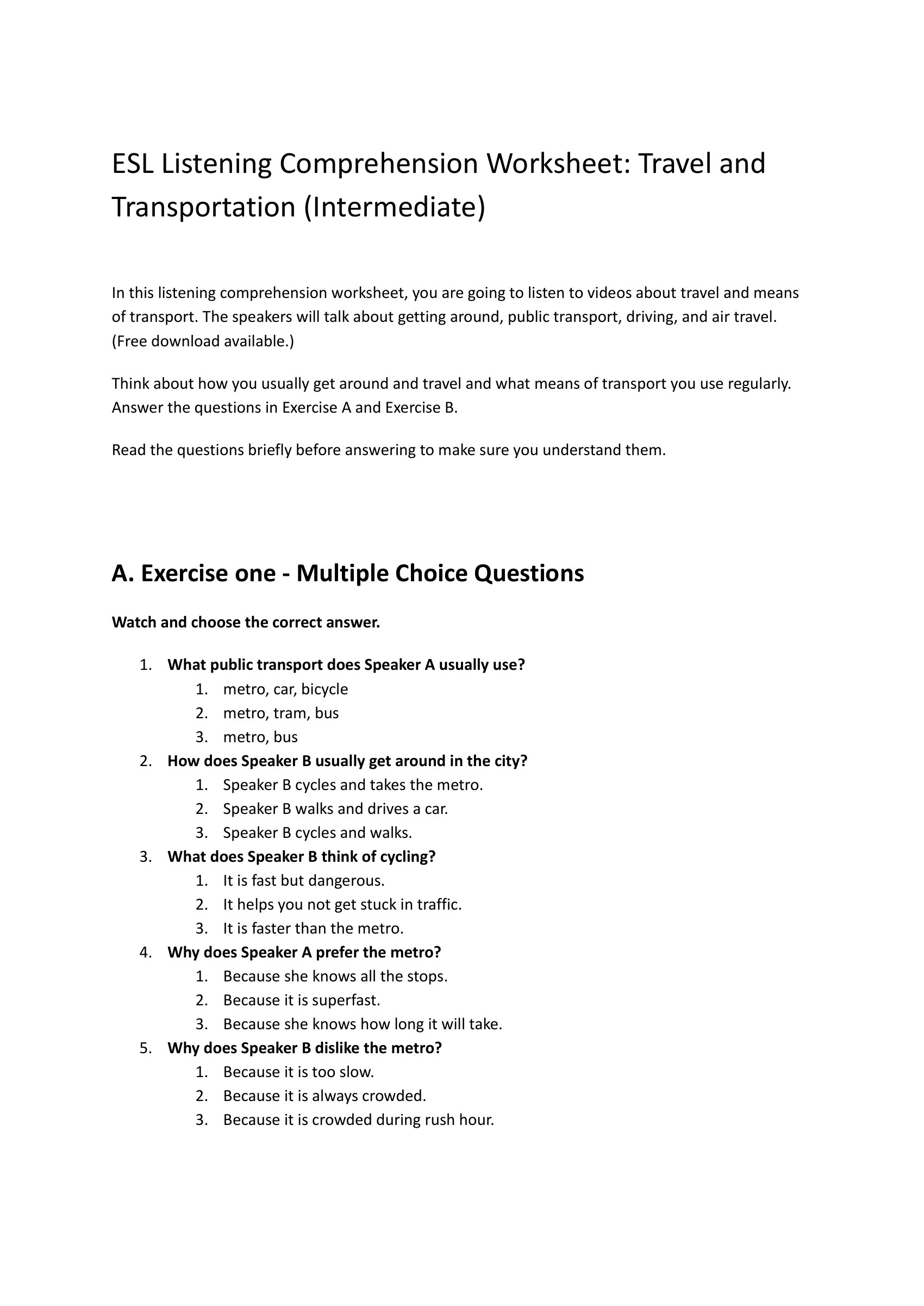 transport-worksheet-listening-comprehension-intermediate – preview