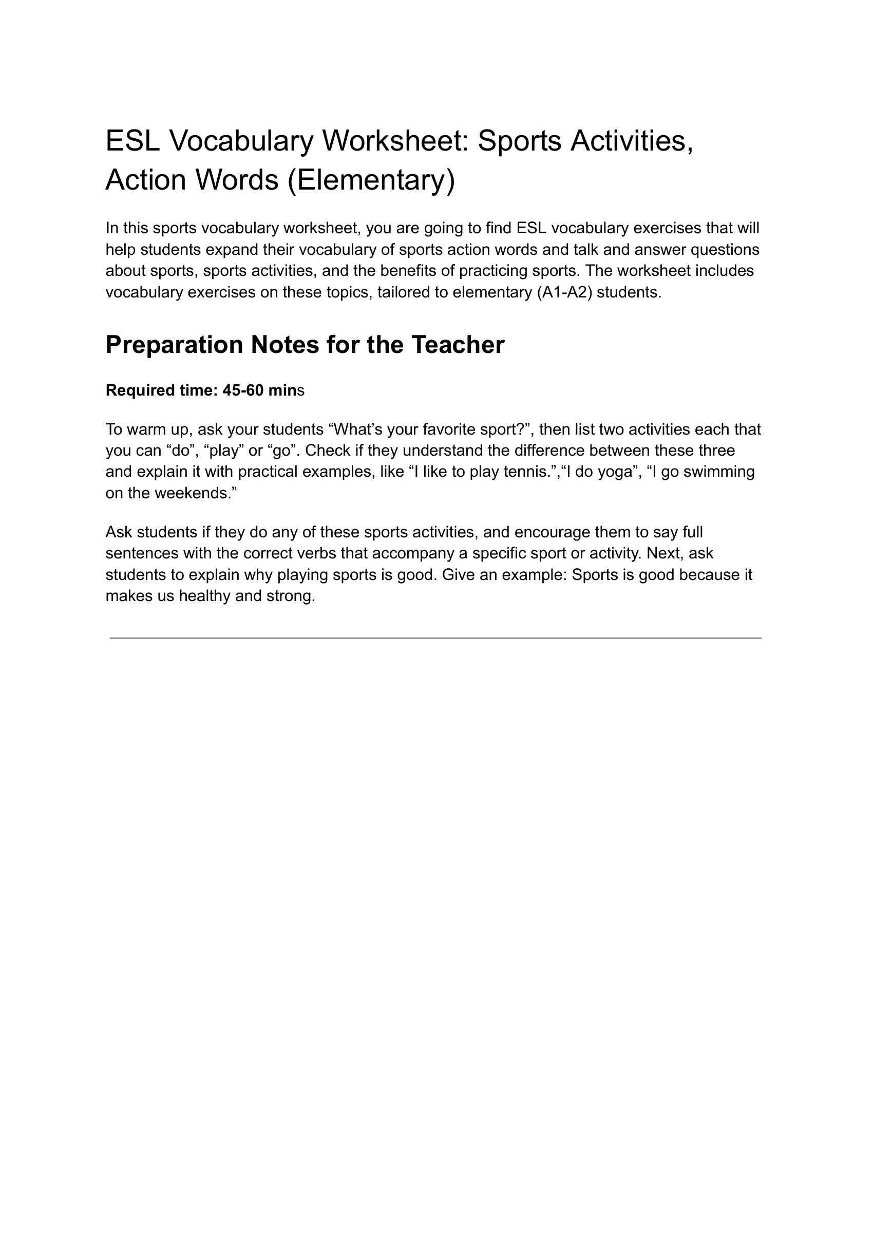 vocabulary-worksheet-sports-activities-action-words-elementary – preview