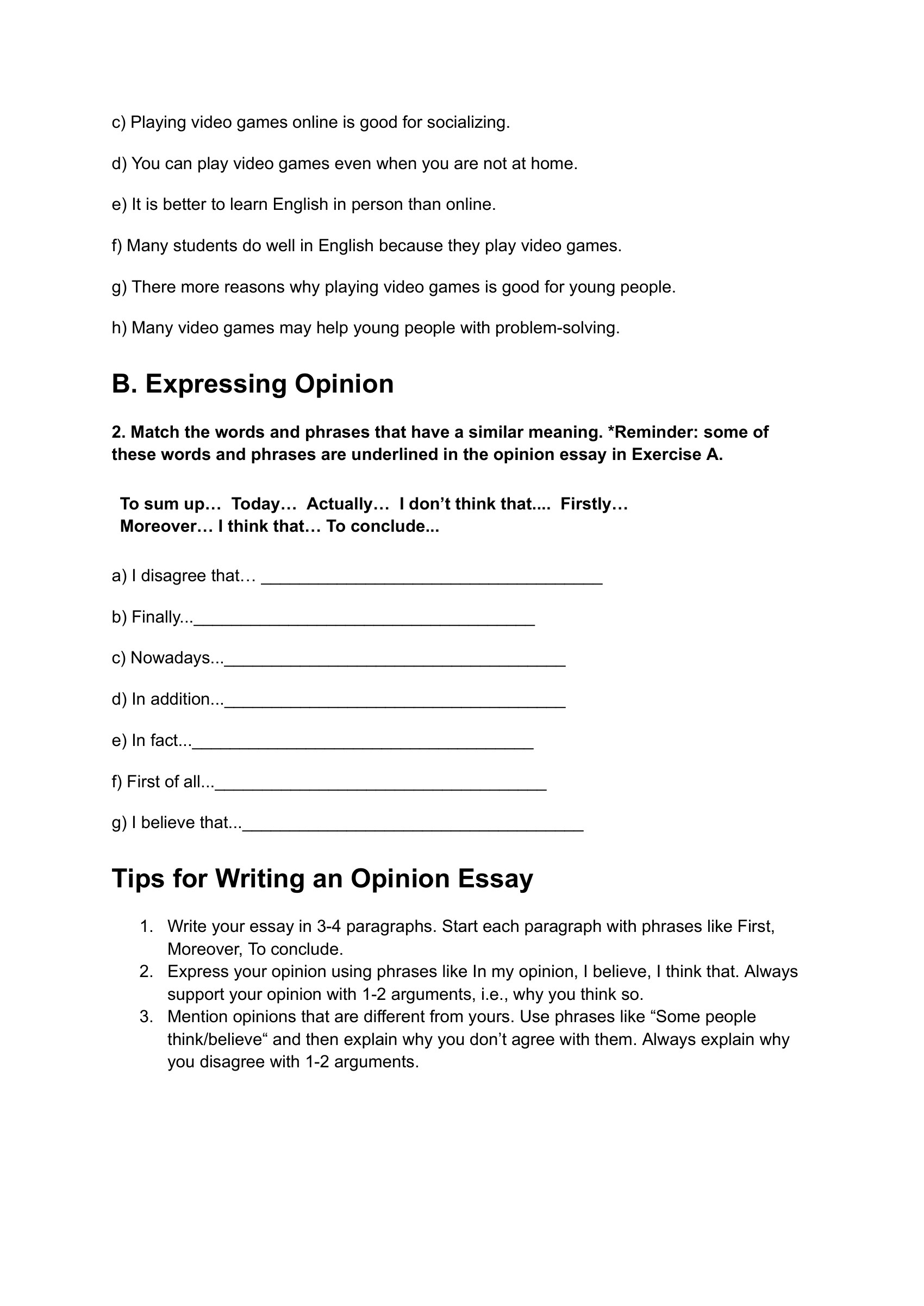 writing-worksheet-video-games-intermediate – preview