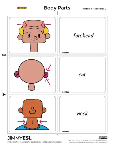 Body Parts Esl Vocabulary Worksheets And Flashcards Jimmyesl